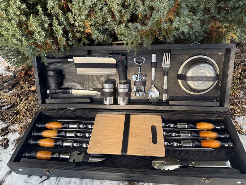 Качественные шампура в кейсе столике на подарок мужчине день рождения