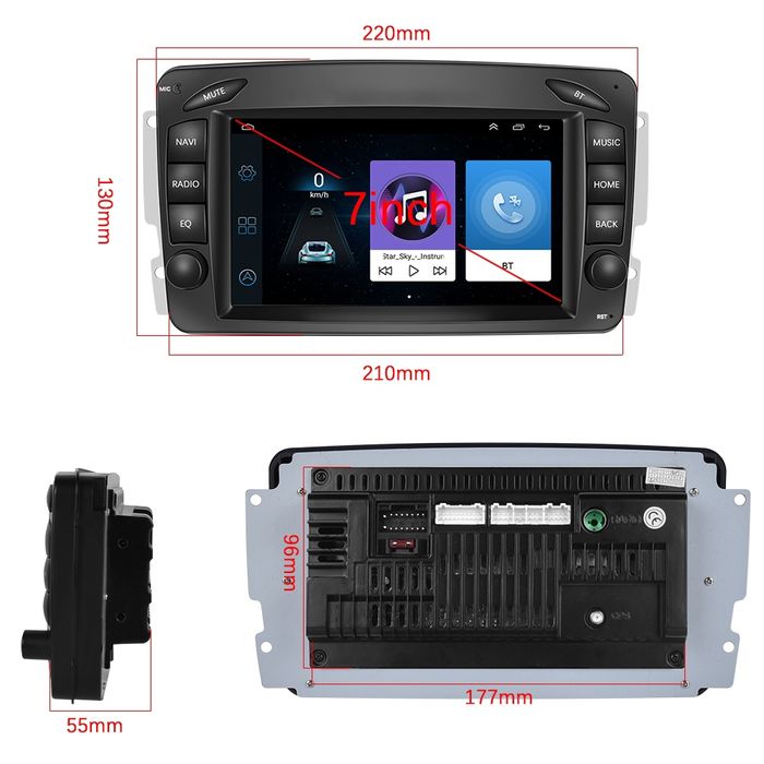 Auto Rádio Android 13 2din Mercedes W203/209/210 GPS Navi WiFi M-Link