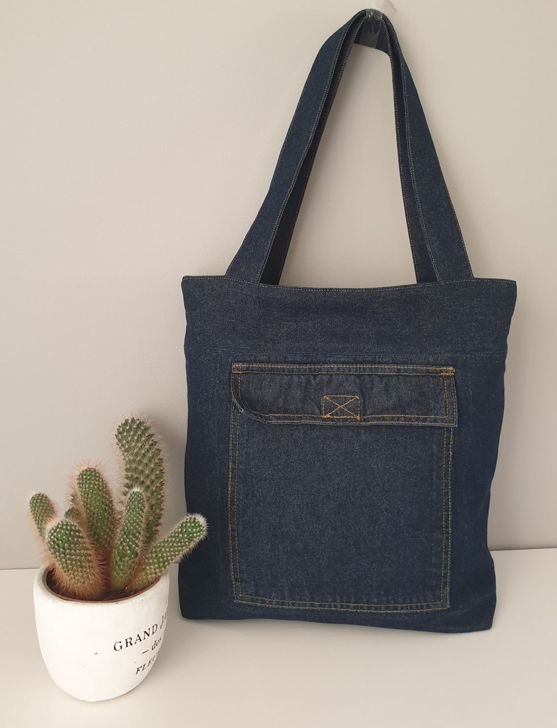 Torba jeansowa, torba shopper, torba materiałowa, handmade Ostrzeszów •