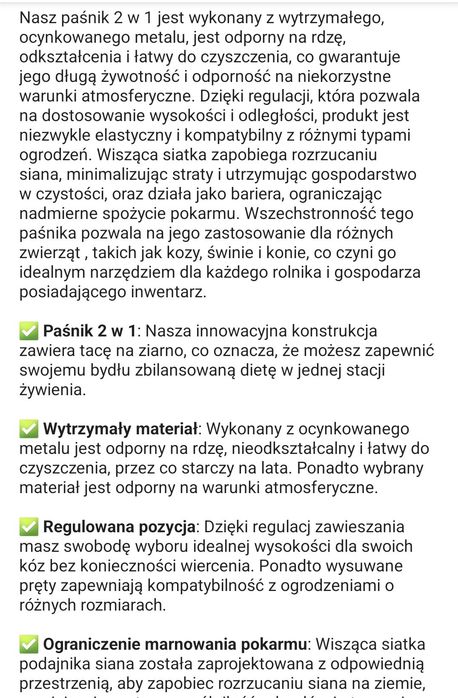 Solidny paśnik dla zwierząt hodowlanych