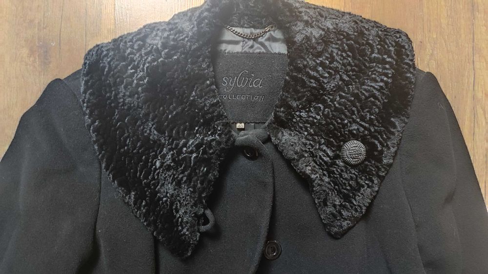 Sylvia Collection płaszcz wełna kaszmir czarny L 40 premium