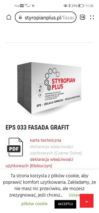 Styropian grafitowy 0.33 dowolna grubość