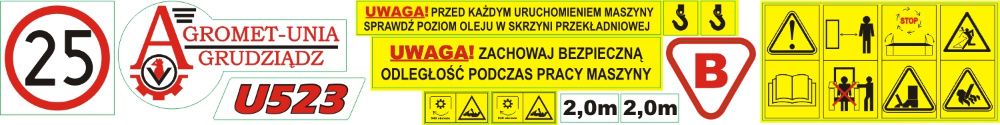 Naklejki Glebgryzarka Agromet 1,6m 1,8m 2,0m