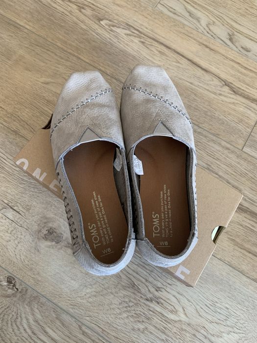 Szare skórzane espadryle rozmiar 36,5 Toms Drizzle Grey Nubuck Classic
