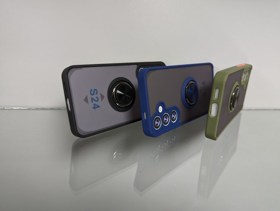 Samsung Galaxy S24 противоударный чехол с кольцом матовый чохол