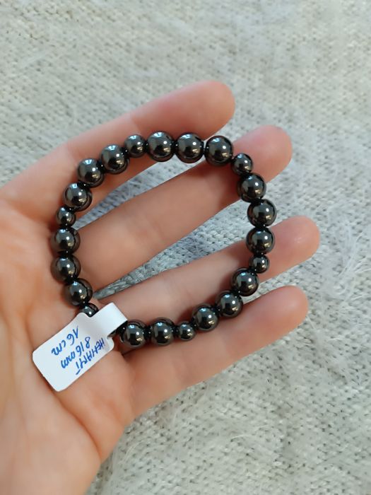 Nowa bransoletka z kamienia hematyt 8/6mm 16 cm