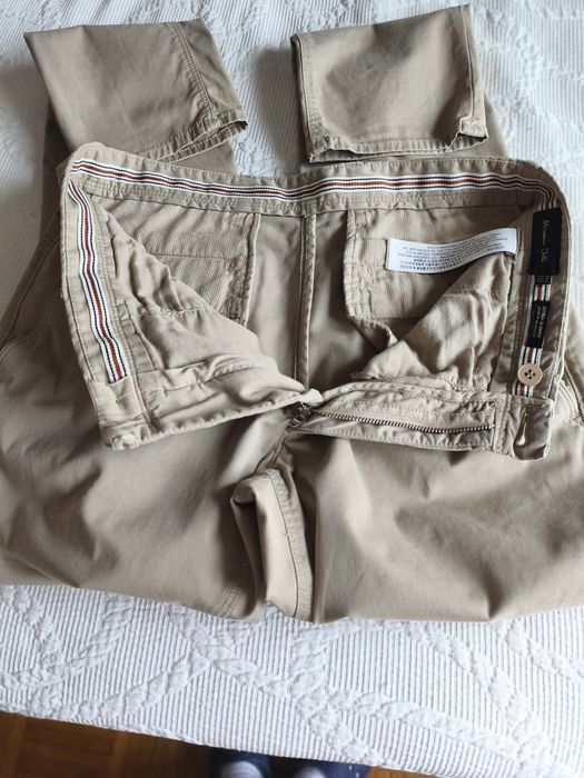 Calças de Sarja cor beje - Massimo Dutti