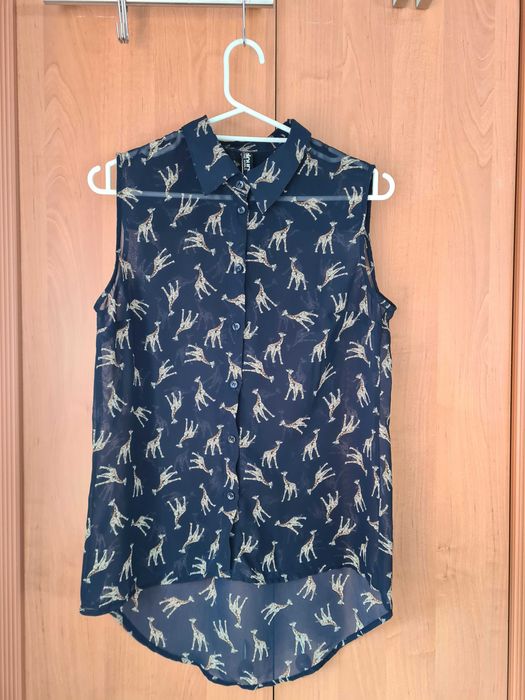 Granatowa koszula bez rękawów Takko Fashion