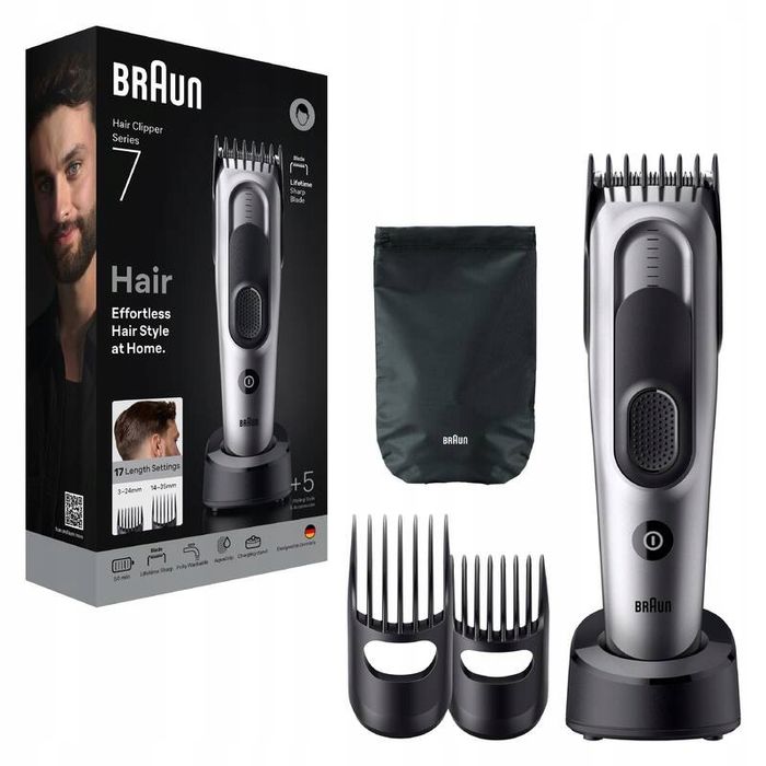 outlet maszynka do strzyżenia braun series 7 hc7590 3 końcówki srebrna