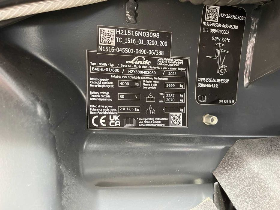 Wózek widłowy Linde E40HL-01/600 Elektryczny 2023 rok tylko 620h Kabina