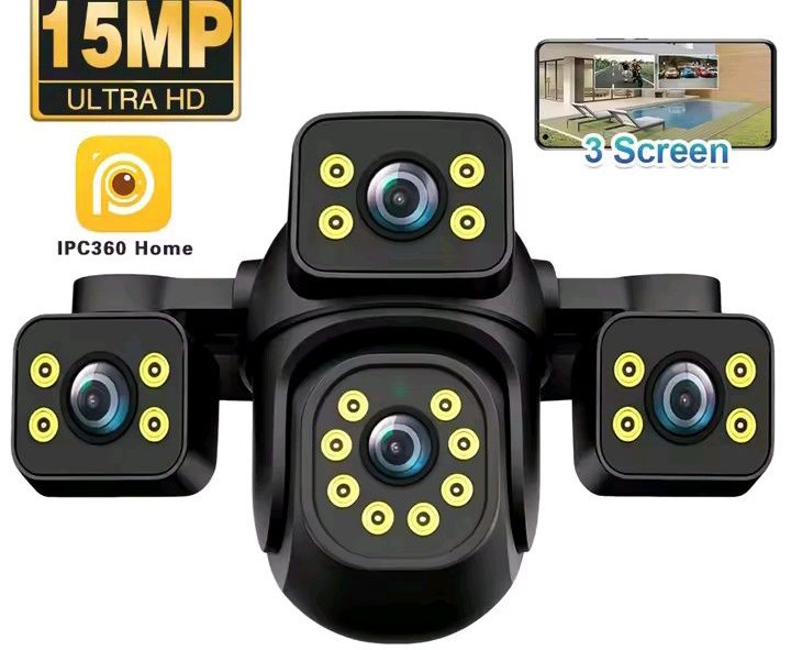 Câmara de Vigilância Exterior WiFi 15MP (3 Lentes) – Nova em Caixa