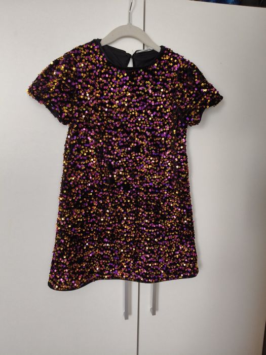 Sukienka okazjonalna welurowa,cekinowa name IT 128