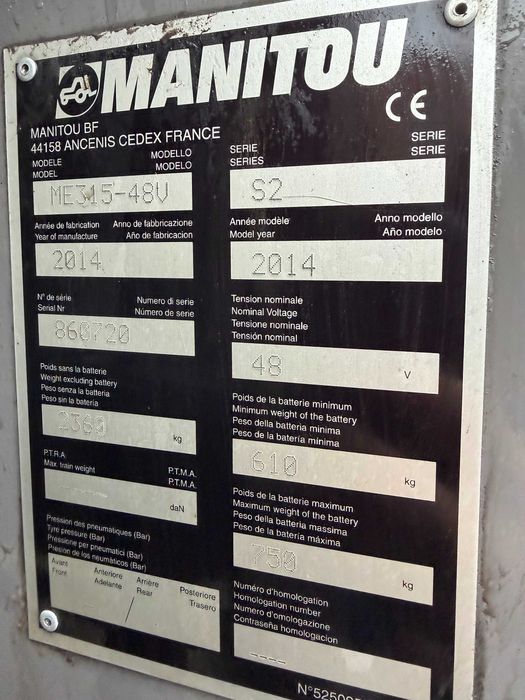 Empilhador elétrico manitou 1.5t
