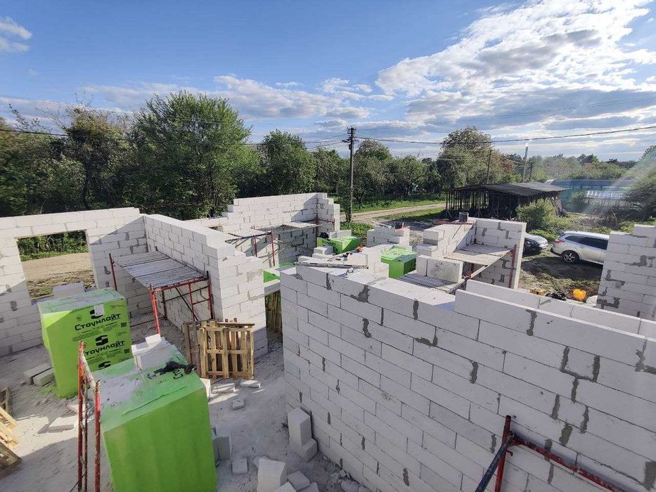 Мурування кладка газоблоку піноблоку керамоблоку, послуги муляра, будівництво будинку, кладочні роботи, зведення коробки, стіни перестінки перегородки