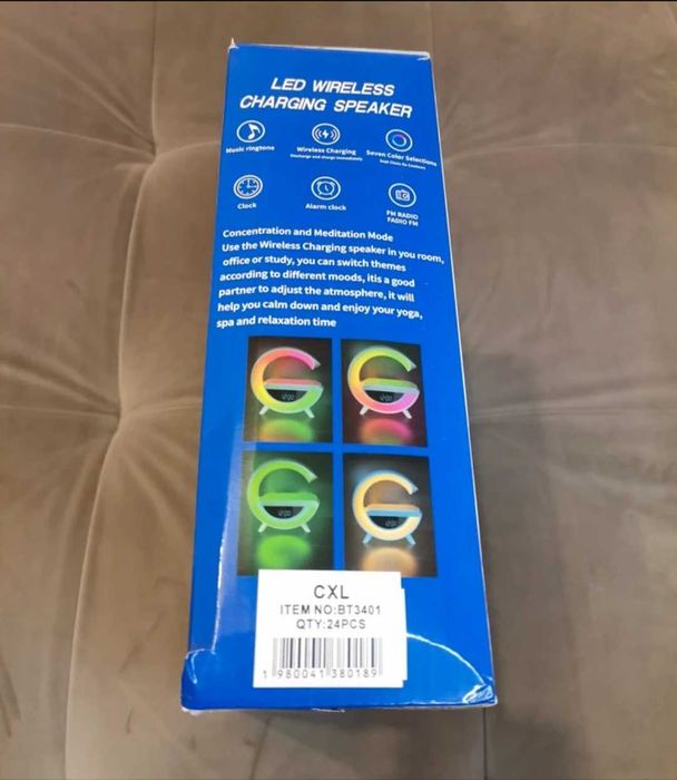 Lampka Smart LED RGB 5w1 - zegar budzik głośnik ładowarka