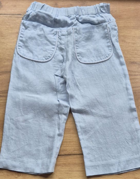 Spodnie letnie lniane Cacharel 86 len proste gładkie błękitne jasne