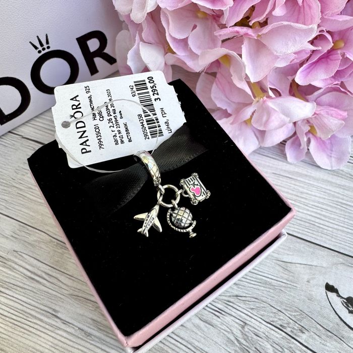 Шарм Пандора оригінал «Літак, глобус і валіза» Pandora намистина