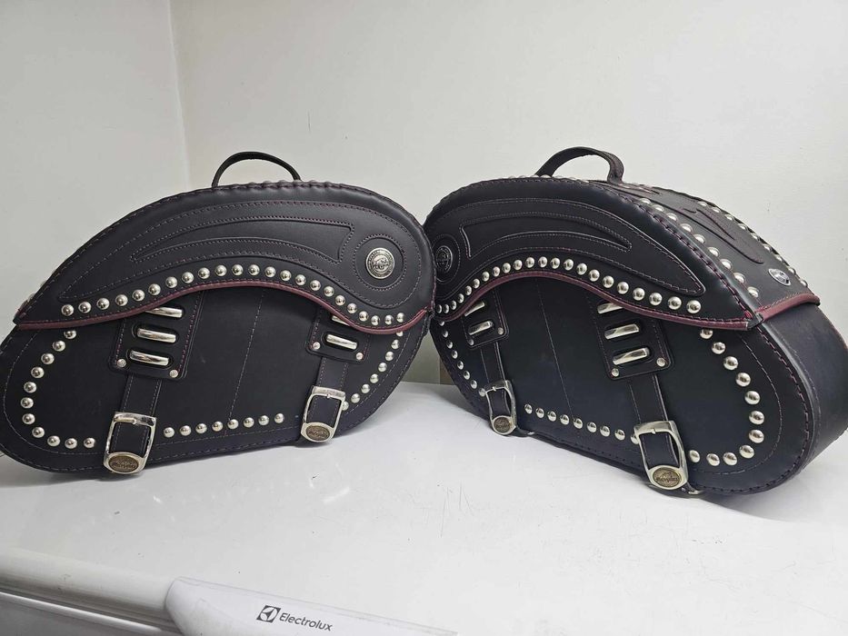 Sakwy boczne do motocykla, skóra naturalna