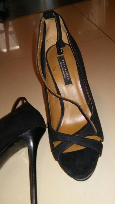 Szpilki Zara 38 skóra zamsz koturn