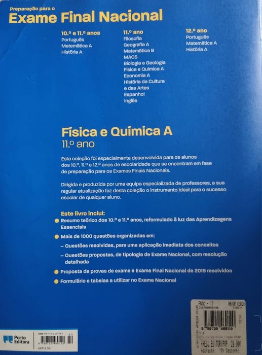Livro preparação para exame Fisica e Química A