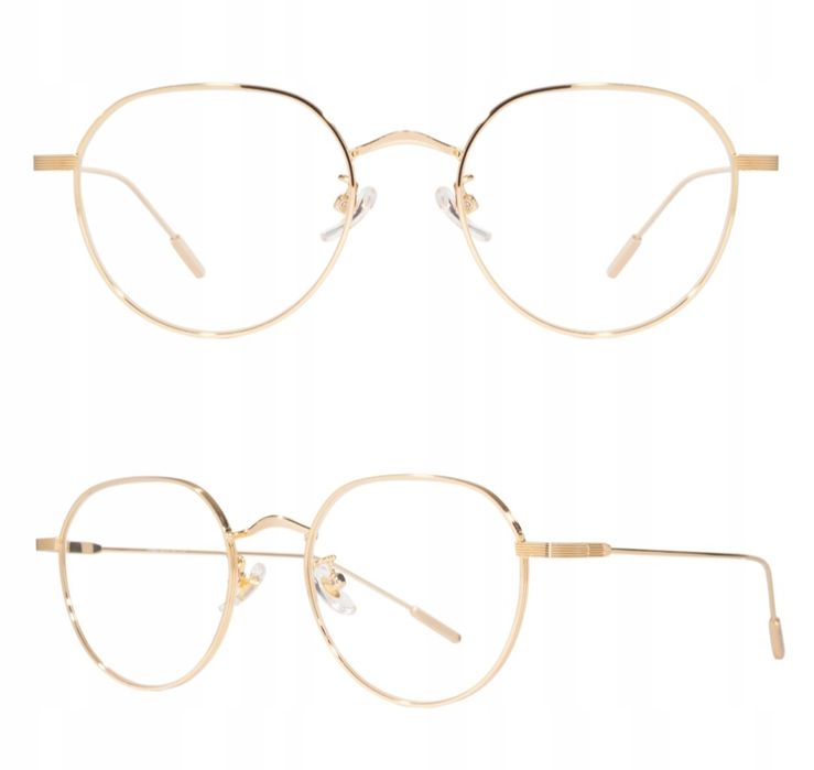 OKULARY Zerówki Kobiece Lekkie Złote Oprawki