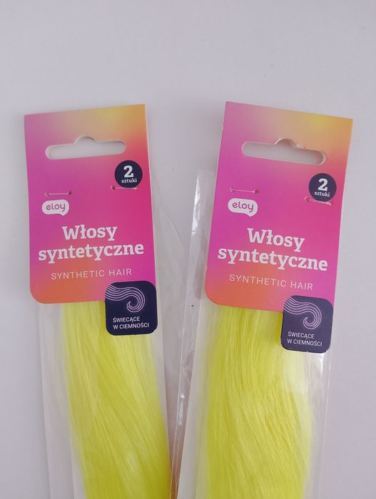 żółte syntetyczne włosy świecące w ciemności 2 sztuki
