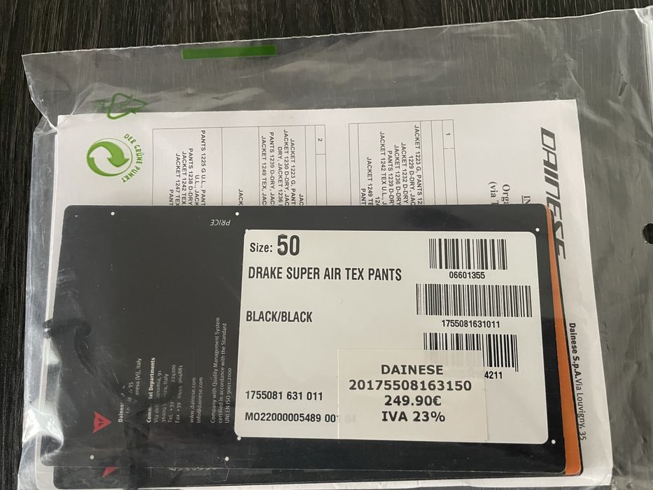 Calças Dainese de verão NOVAS