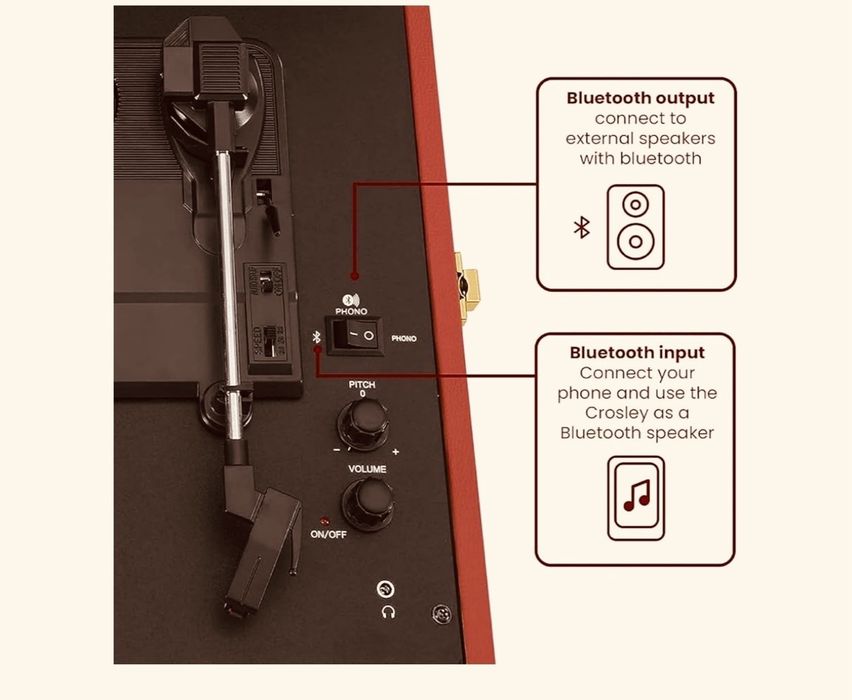 Gira Discos Portátil Crosley Voyager 2 Altifalantes Bluetooth