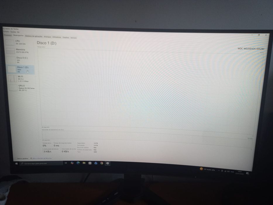 PC Asus Ryzen 5 RX590 16gb Ram SSD 500Gb+2TB Monitor Curvo AOC e conjunto RGB Mars Gaming
