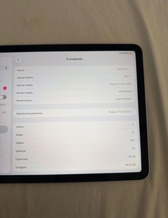 Tablet iPad Air 11 bateria 100%