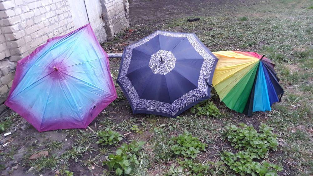 Зонт трость синий  женский цветной