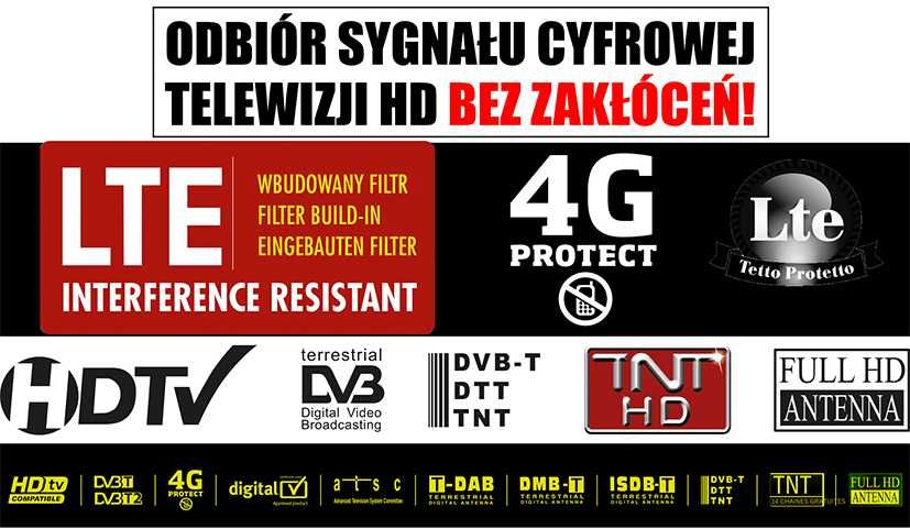 Antena DVB-T panelowa ATD18 aktywna wewnętrzna