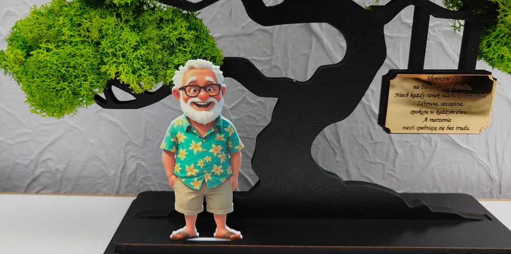 Drzewo bonsai mech 3D stojące prezent dla emeryta emertytki 10 postaci