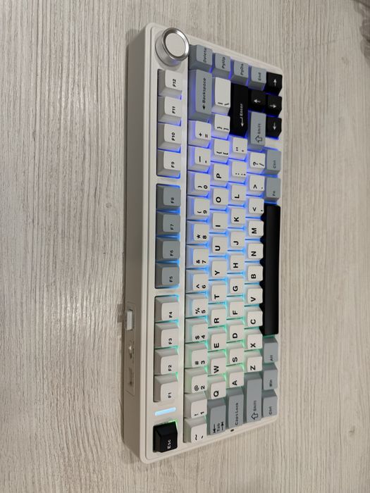 Aula F75 !ГАРАНТІЯ! синьо чорно біла клавіатура RGB нова ТОП