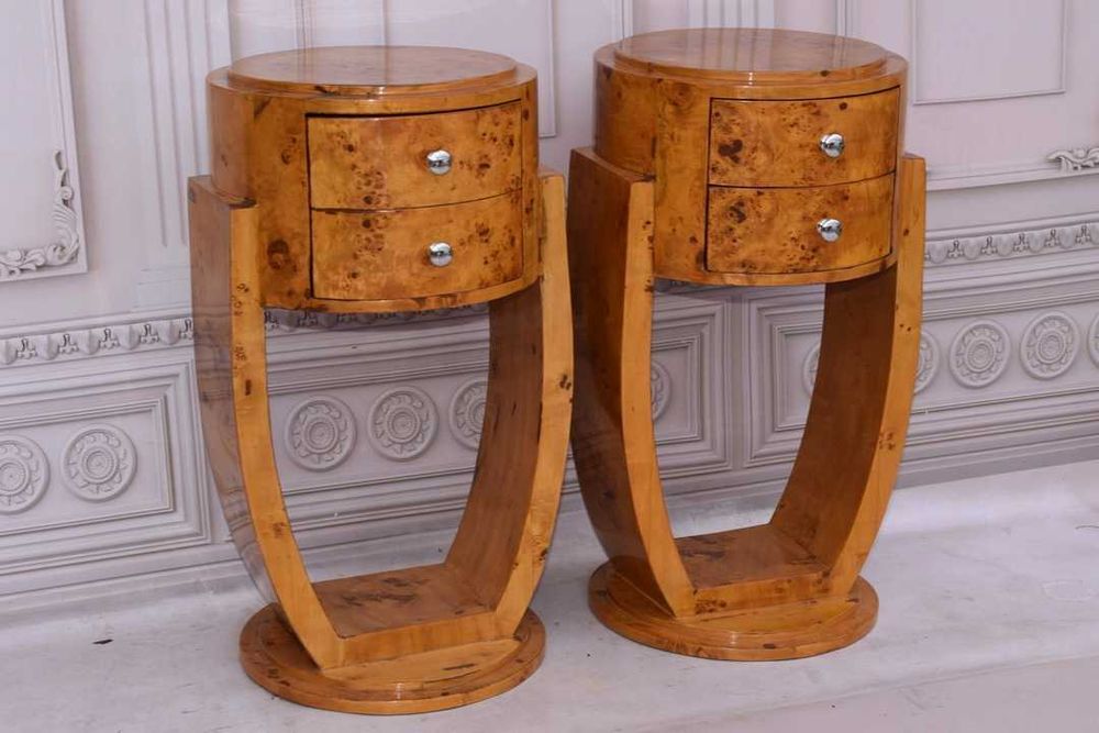 Stoliki Nocne Art Deco - Szafki Szafy Nakastliki Gięte Drewno  Czeczot
