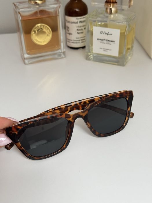 Damskie okulary przeciwsłoneczne modne nowe panterkowe czarne brązowe