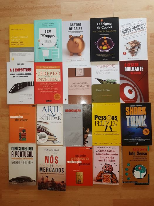 Livros de finanças, desenvolvimento pessoal, economia, dinheiro
