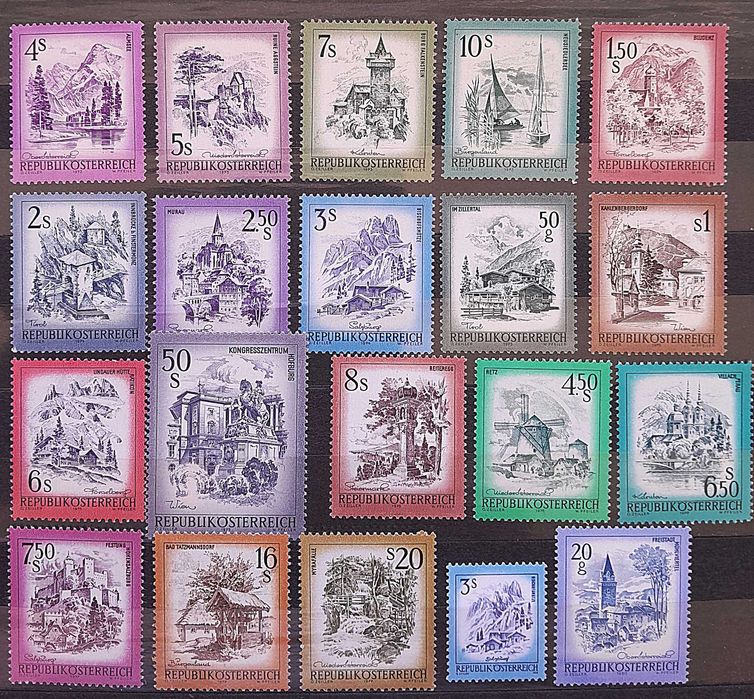 Znaczki Austrii 1973 - 77 , krajobrazy **