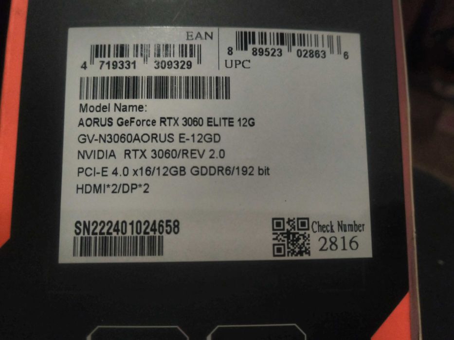 Gigabyte GeForce RTX 3060 AORUS ELITE LHR 12GB GDDR6 gwaracja do2026r.