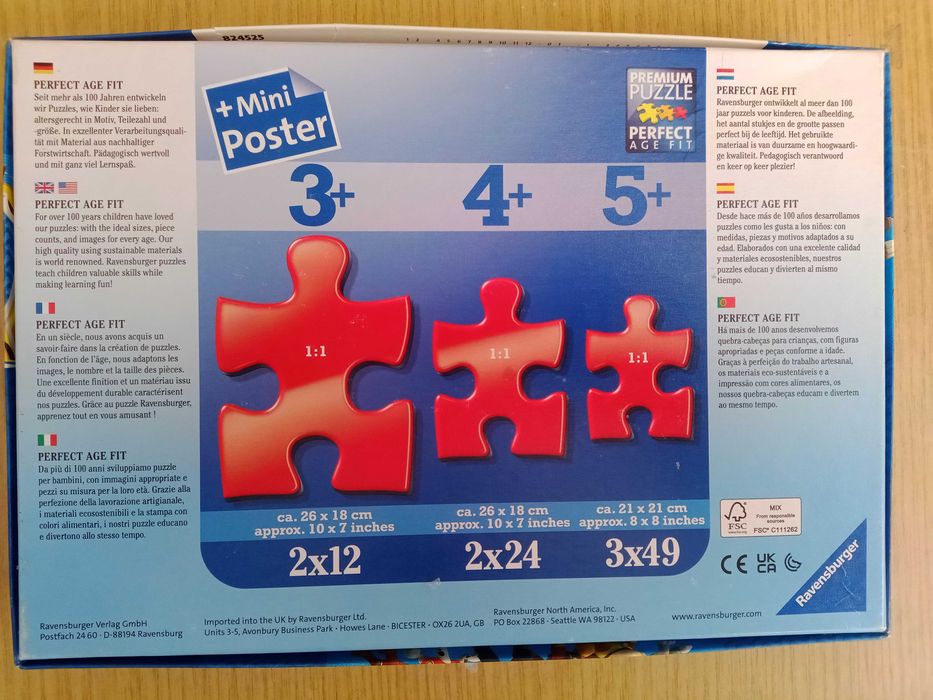 Пазли 26х18см.,рамкові 2в1 (2х12єлементів). 
Ravensburger Huzzle.
