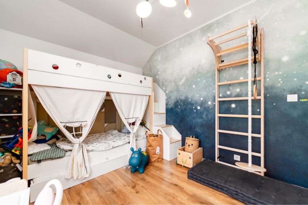 Łóżko piętrowe FUNFLEX INMONDO - dla 3 dzieci/schody+materace+regal