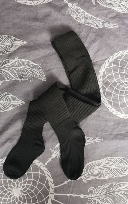 Nowe grubsze prążkowane rajstopki 92 98. 104 ciemnoszare ciemny grafit