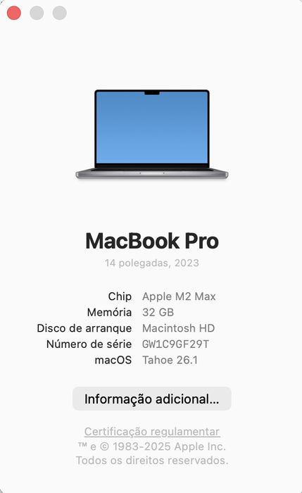 Macbook M2 Pro MAX 14” - 32Gb Ram - 1Tb