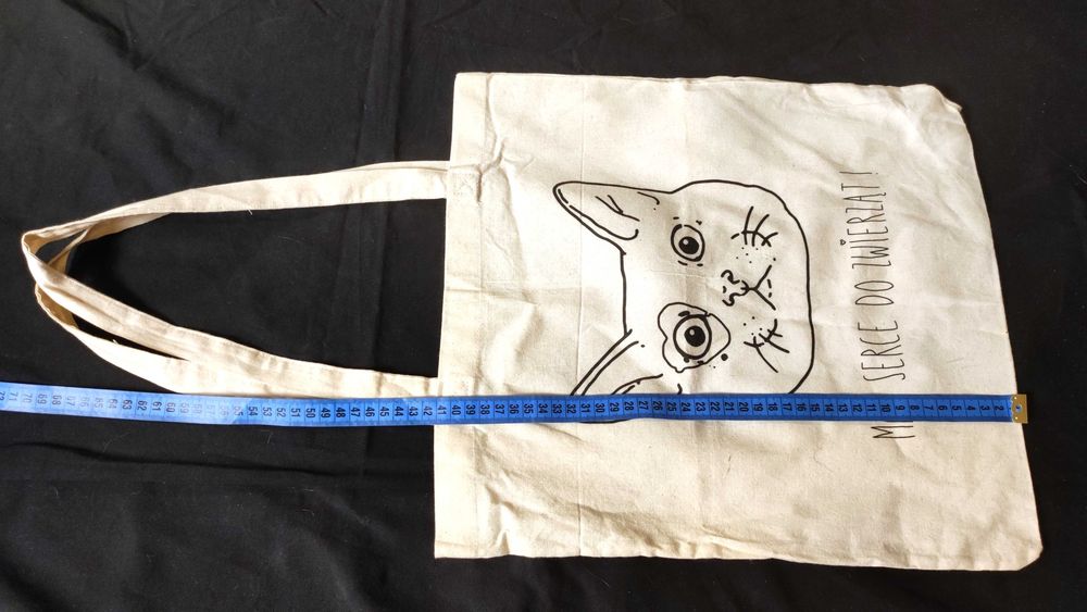 Torba eco z kotem Mam serce do zwierząt – bawełna / len zero waste