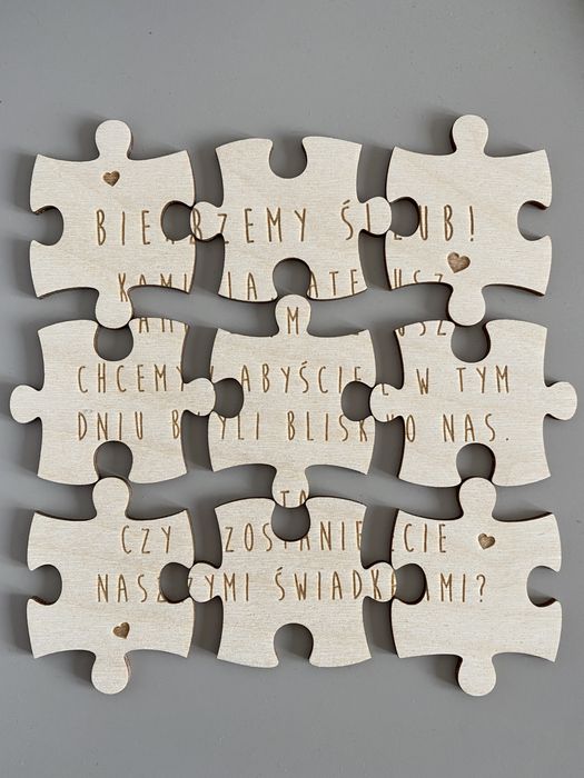 Puzzle na wesele prośba o świadkową świadka drużbę boho rustykalne