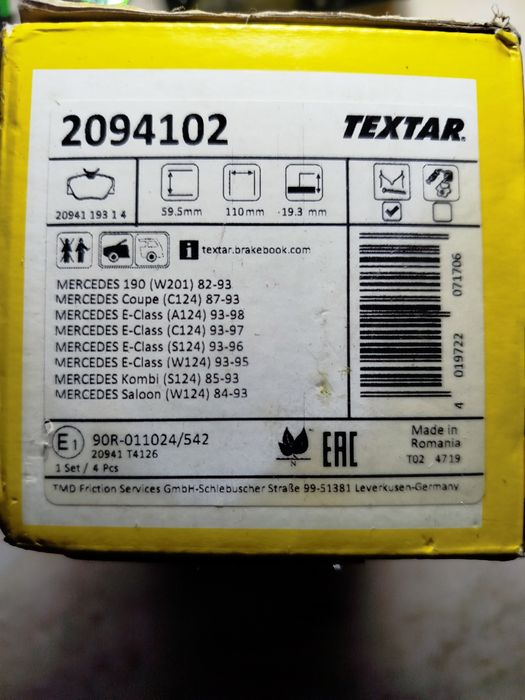 Pastilhas de travão  Mercedes w124