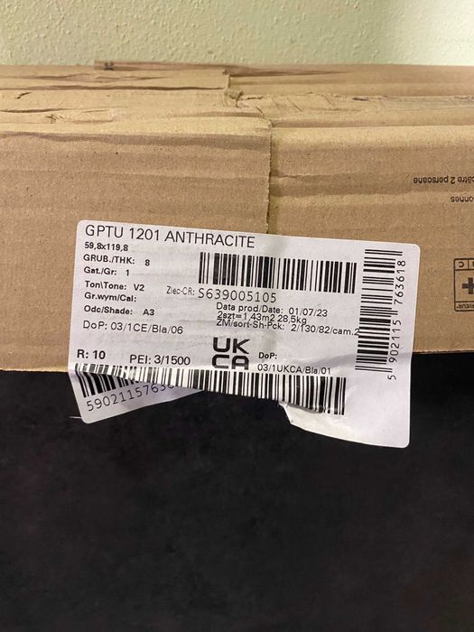 Gres szkliwiony COLIN anthracite mat, gat. I, płytki 60 x 120, Kraków