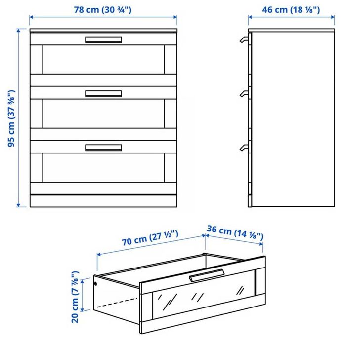 Cómoda de 3 gavetas - BRIMNES do Ikea