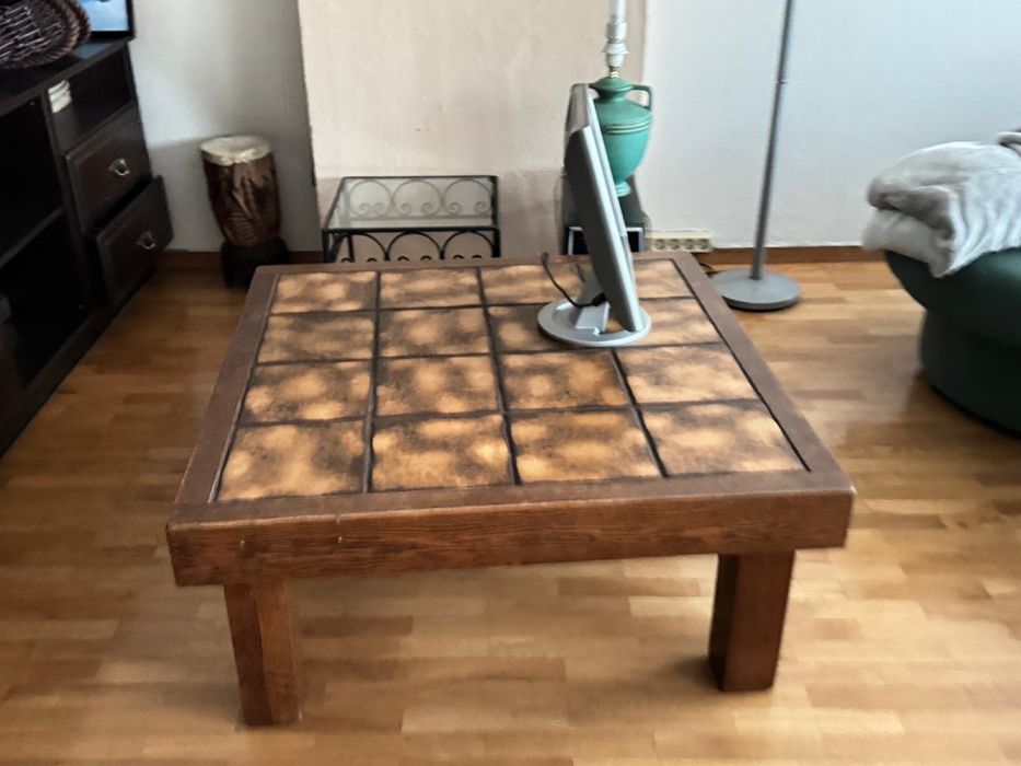 Mesa De Centro Madeira e Cerâmica