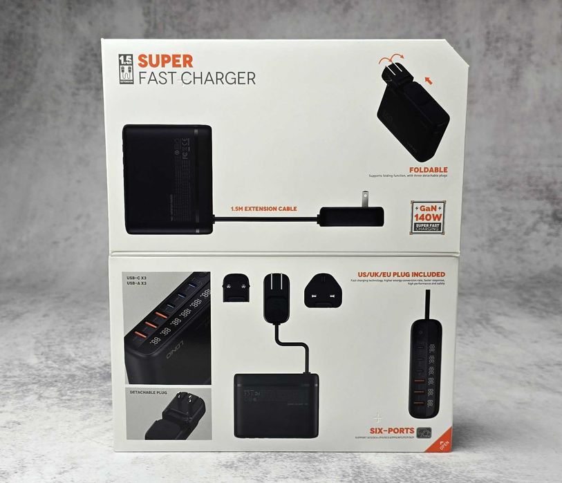 Мережевий зарядний пристрій LDNIO A6140C LED 6xUSB PD3.0 140W QC4.0